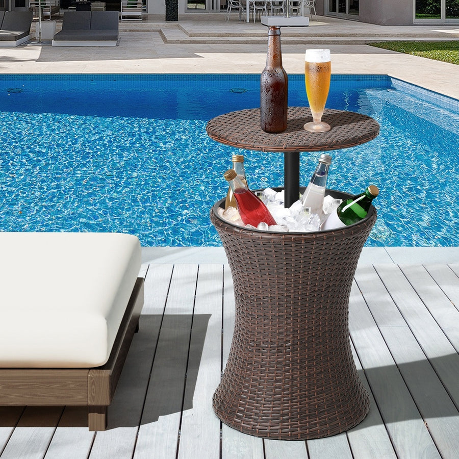 Livsip Rattan Cooler Ice Bucket Table Storage Brown