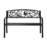 Livsip Garden Bench 3 Seater Bird Pattern Black - Top-Down View