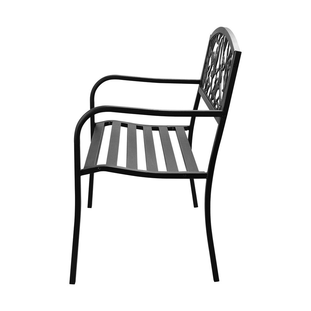 Livsip Garden Bench 3 Seater Bird Pattern Black