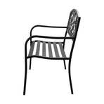 Livsip Garden Bench 3 Seater Bird Pattern Black