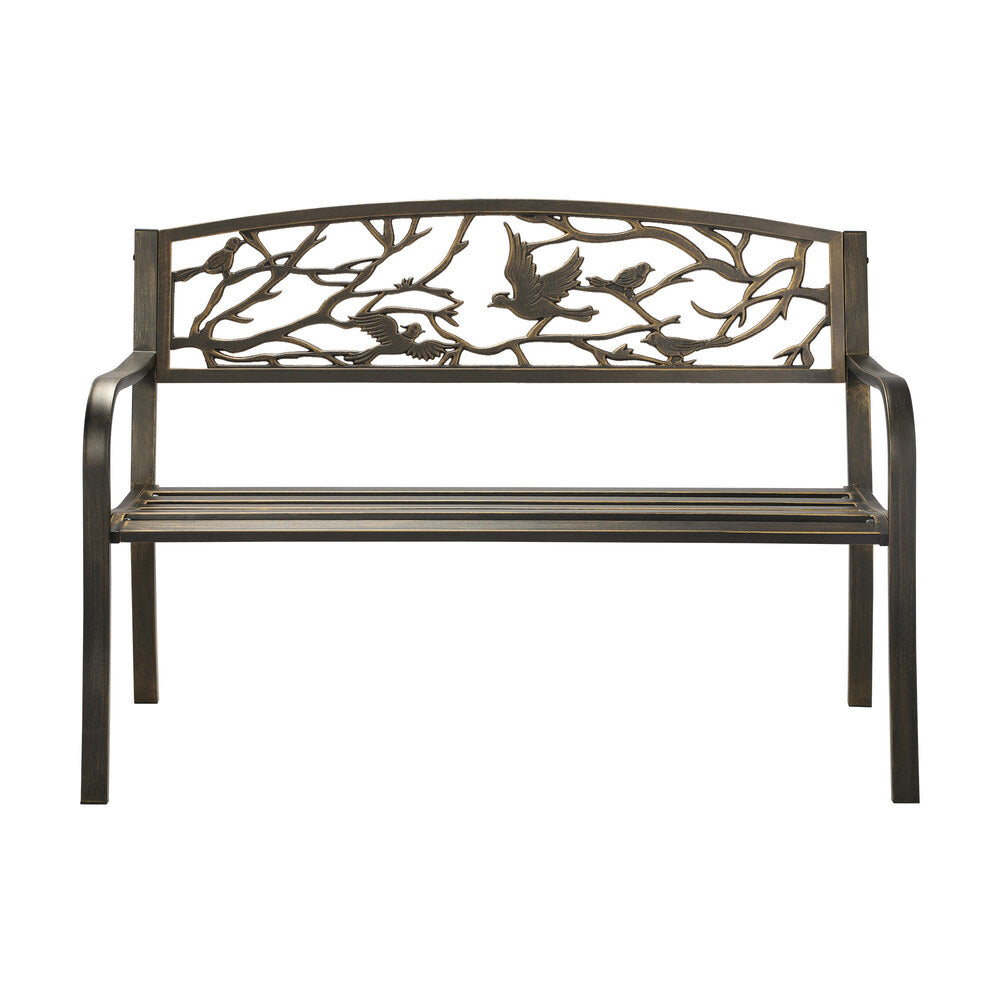 Livsip Garden Bench 3 Seater Bird Pattern Bronze