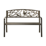 Livsip Garden Bench 3 Seater Bird Pattern Bronze - Front View