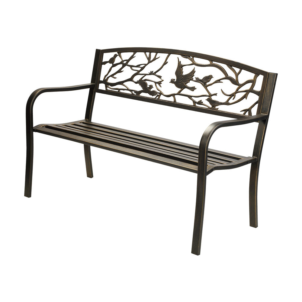 Livsip Garden Bench 3 Seater Bird Pattern Bronze