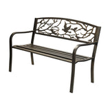 Livsip Garden Bench 3 Seater Bird Pattern Bronze - Top-Down View