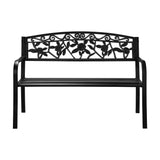 Livsip Garden Bench Seat Rose Pattern Black - Side View