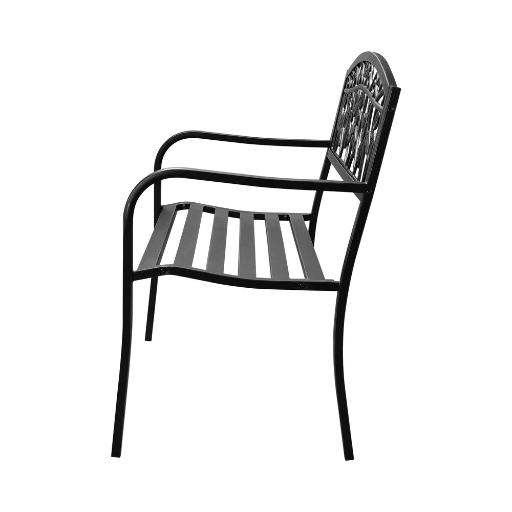 Livsip Garden Bench Seat Rose Pattern Black