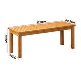 Livsip 120cm Garden Bench Wooden Slatted Seat 2 Seater - Rear View