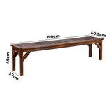 Livsip Garden Bench Wood Patio 190cm Slatted Seat Outdoor - Top-Down View