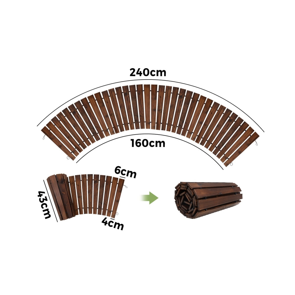 Livsip Garden Wooden Pathway 8ft Roll-Out Curved