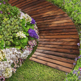 Livsip 2PC Garden Wooden Pathway 8ft Roll-Out Curved