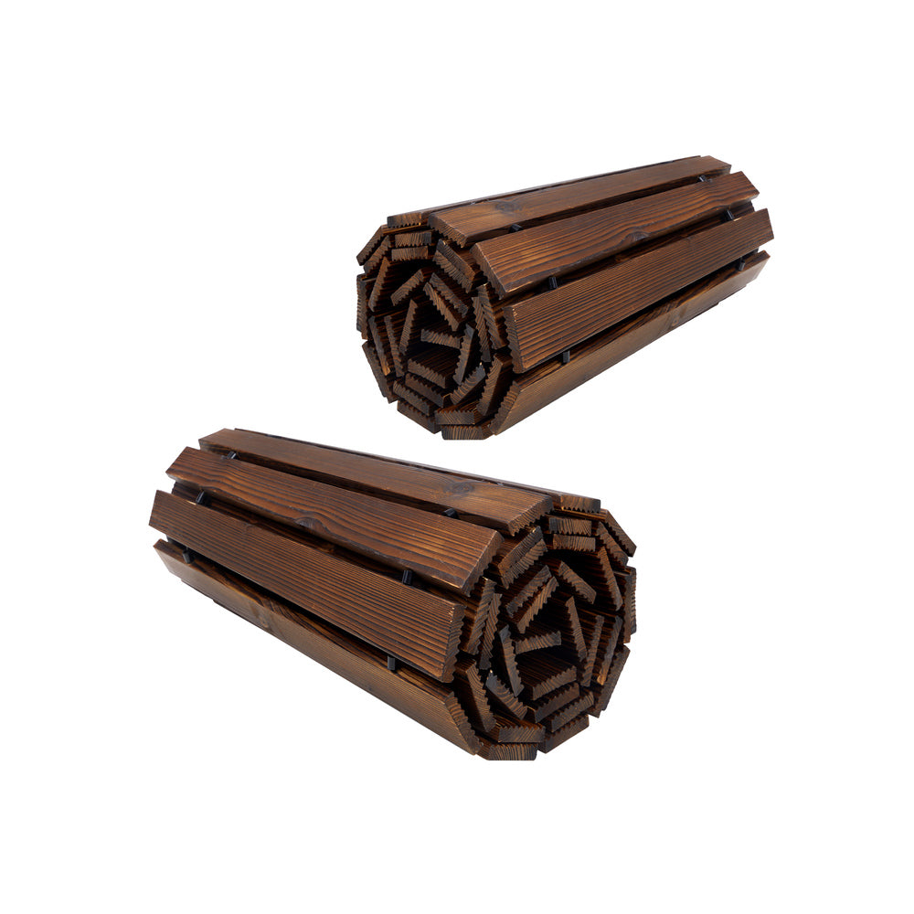 Livsip 2PC Garden Wooden Pathway 8ft Roll-Out Curved