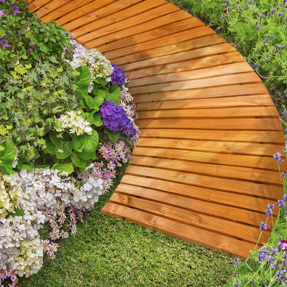 Livsip Garden Wooden Pathway 8ft Curved Roll-Out