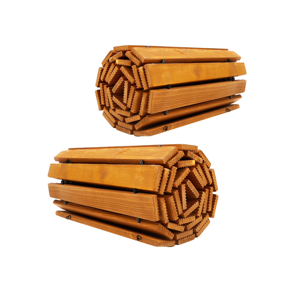 Livsip 2PC Garden Wooden Pathway 8ft Curved Roll-Out