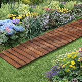 Livsip 2PC Garden Wooden Pathway 8ft Roll-Out Straight Walkway - Rear View