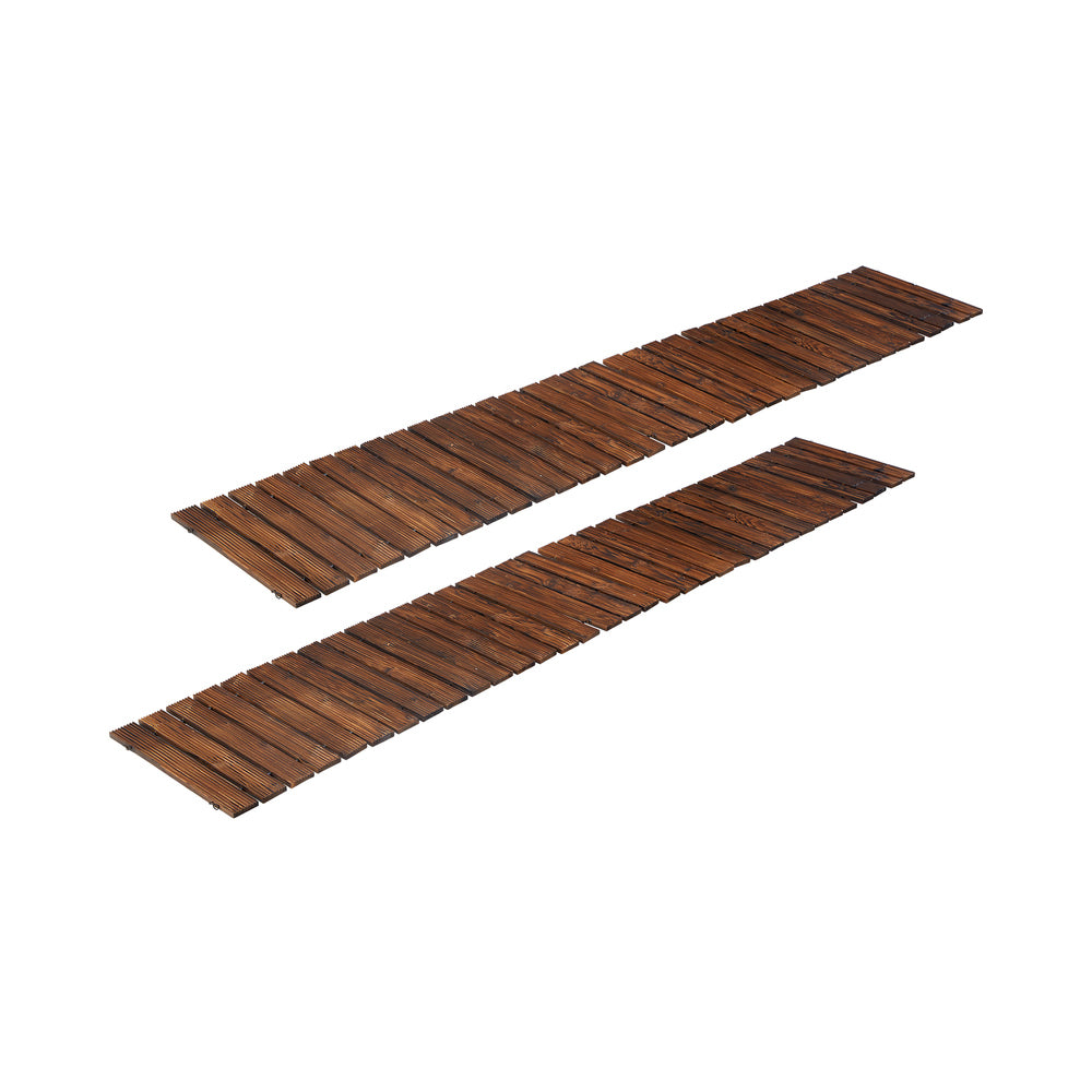 Livsip 2PC Garden Wooden Pathway 8ft Roll-Out Straight Walkway