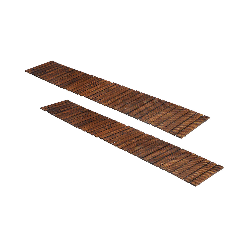 Livsip 2PC Garden Wooden Pathway 8ft Roll-Out Straight Walkway