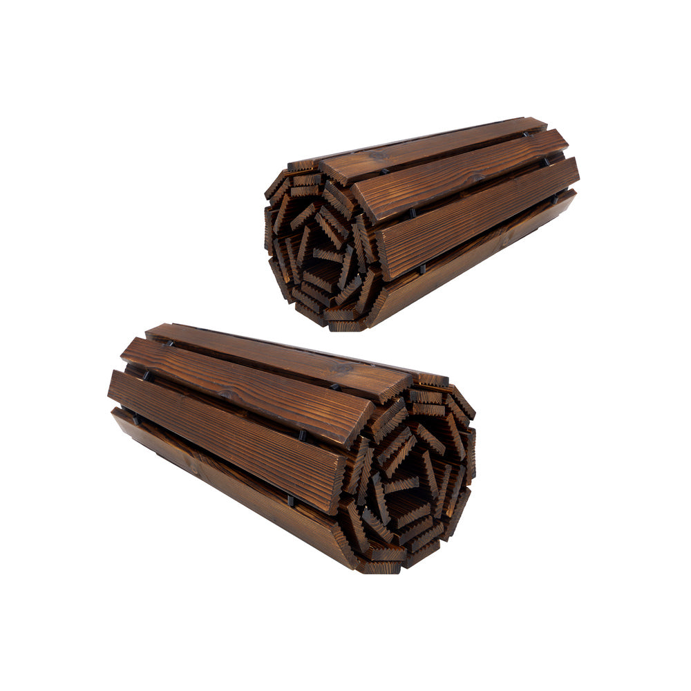 Livsip 2PC Garden Wooden Pathway 8ft Roll-Out Straight Walkway