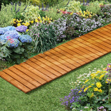 Livsip 2PC Garden Wooden Pathway 8ft Straight Roll-Out - Close-Up Angle