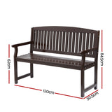 Gardeon Outdoor Garden Bench Wooden 2 Seater Lounge Chair Patio Furniture Brown - Front View
