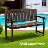 Gardeon Outdoor Garden Bench Wooden 2 Seater Lounge Chair Patio Furniture Brown - Top-Down View