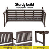 Gardeon Outdoor Garden Bench Wooden 2 Seater Lounge Chair Patio Furniture Brown