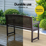 Gardeon Outdoor Garden Bench Wooden 2 Seater Lounge Chair Patio Furniture Brown - Rear View