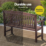 Gardeon Outdoor Garden Bench Wooden 2 Seater Lounge Chair Patio Furniture Brown - Rear View