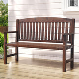 Gardeon Outdoor Garden Bench Wooden 2 Seater Lounge Chair Patio Furniture Brown - Close-Up Angle