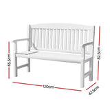 Gardeon Outdoor Garden Bench Wooden 2 Seater Lounge Chair Patio Furniture White - Front View
