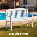 Gardeon Outdoor Garden Bench Wooden 2 Seater Lounge Chair Patio Furniture White - Top-Down View