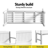 Gardeon Outdoor Garden Bench Wooden 2 Seater Lounge Chair Patio Furniture White - 45-Degree Angle