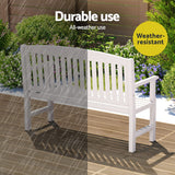 Gardeon Outdoor Garden Bench Wooden 2 Seater Lounge Chair Patio Furniture White - Rear View