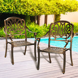 Livsip Outdoor Dining Chairs Cast Aluminium Frame Set of 2