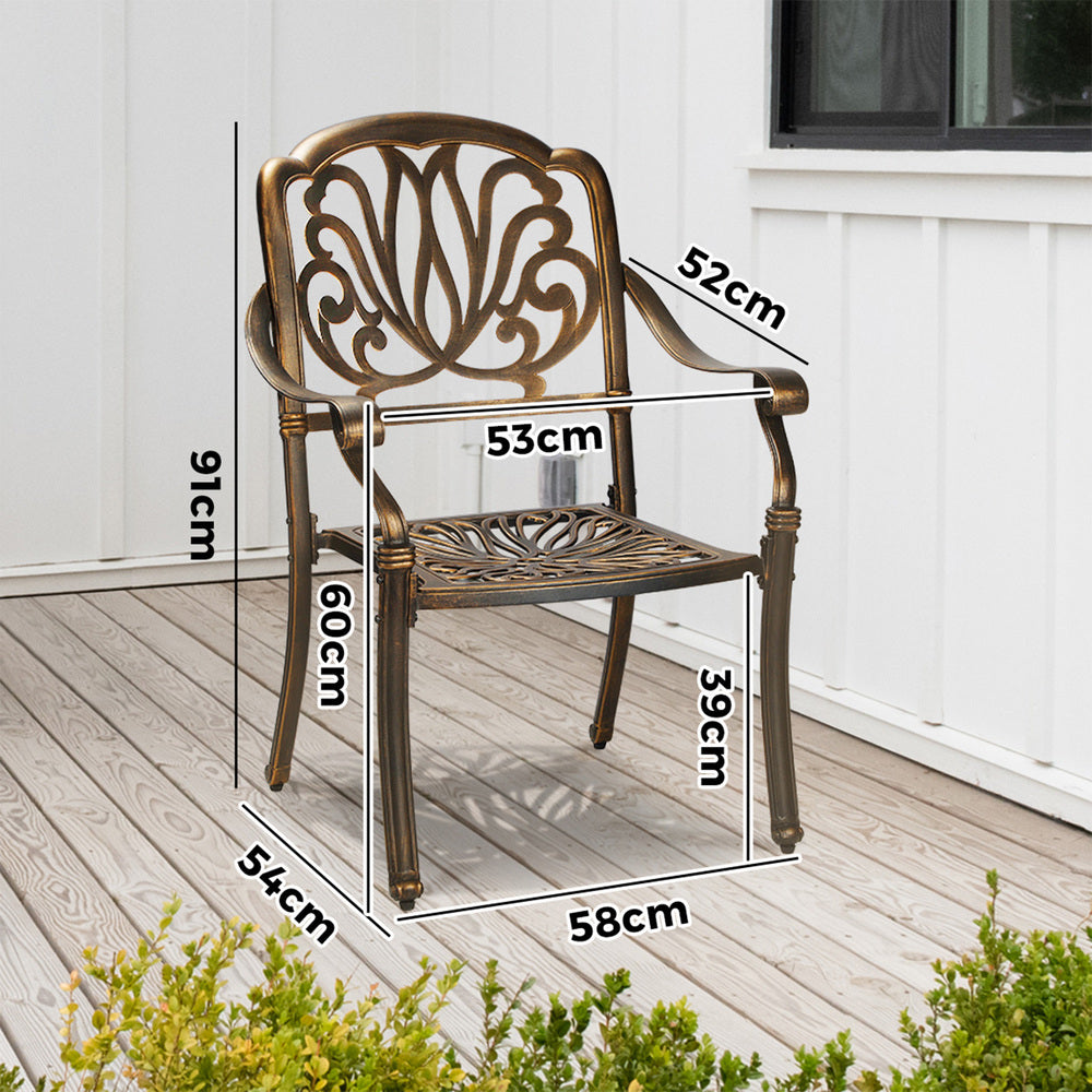 Livsip Outdoor Dining Chairs Cast Aluminium Frame Set of 2