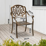 Livsip Outdoor Dining Chairs Cast Aluminium Frame Set of 2 - Top-Down View