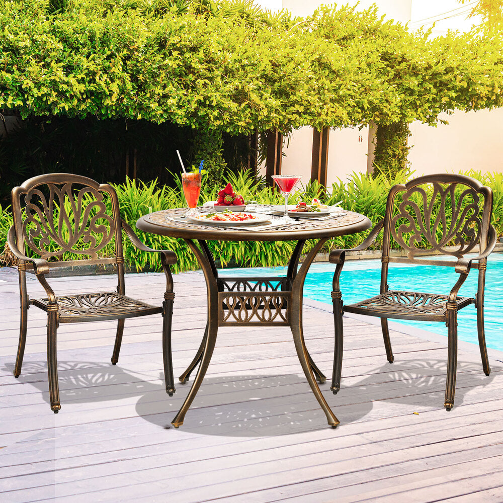 Livsip Outdoor Dining Set Bistro 3 Piece Cast Aluminium
