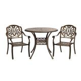 Livsip Outdoor Dining Set Bistro 3 Piece Cast Aluminium