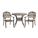 Livsip Outdoor Dining Set Bistro 3 Piece Cast Aluminium - Side View
