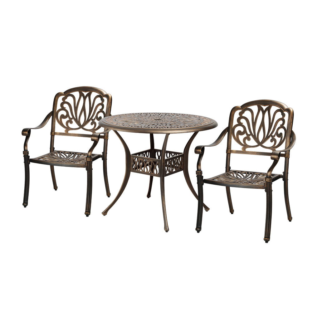 Livsip Outdoor Dining Set Bistro 3 Piece Cast Aluminium
