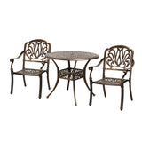 Livsip Outdoor Dining Set Bistro 3 Piece Cast Aluminium - Top-Down View
