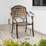 Livsip Outdoor Furniture Dining Chairs Cast Aluminium x2 - Rear View