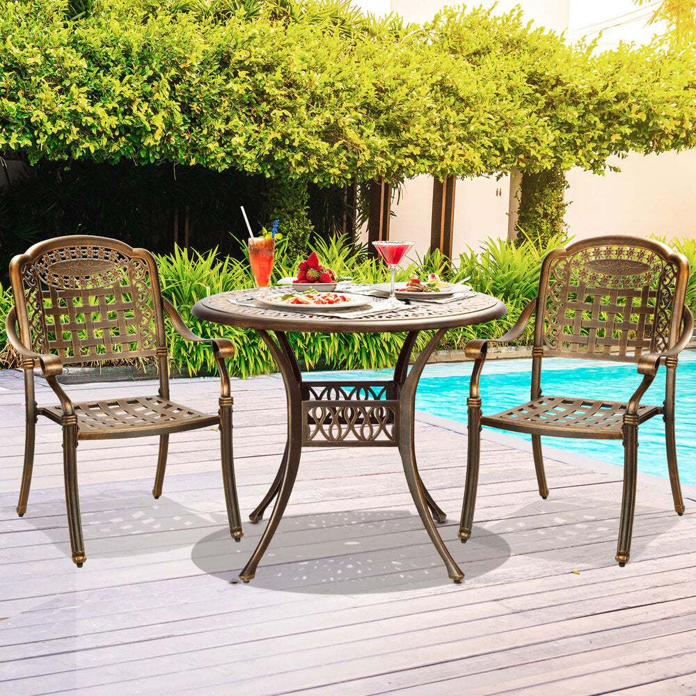 Livsip 3 Piece Outdoor Dining Set Bistro Cast Aluminium