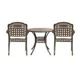 Livsip 3 Piece Outdoor Dining Set Bistro Cast Aluminium - Front View