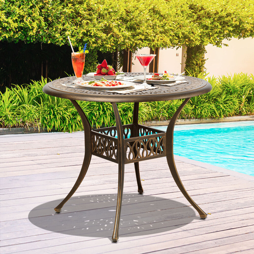 Livsip Garden Table Bronze Cast Aluminium Dining Table 75cm