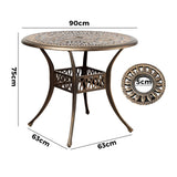 Livsip Garden Table Bronze Cast Aluminium Dining Table 75cm