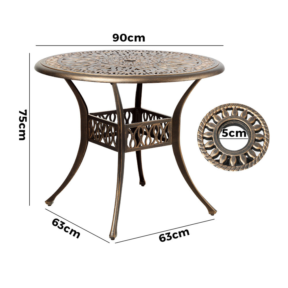 Livsip Garden Table Bronze Cast Aluminium Dining Table 75cm