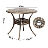 Livsip Garden Table Bronze Cast Aluminium Dining Table 75cm - 45-Degree Angle