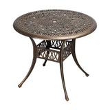 Livsip Garden Table Bronze Cast Aluminium Dining Table 75cm - Top-Down View