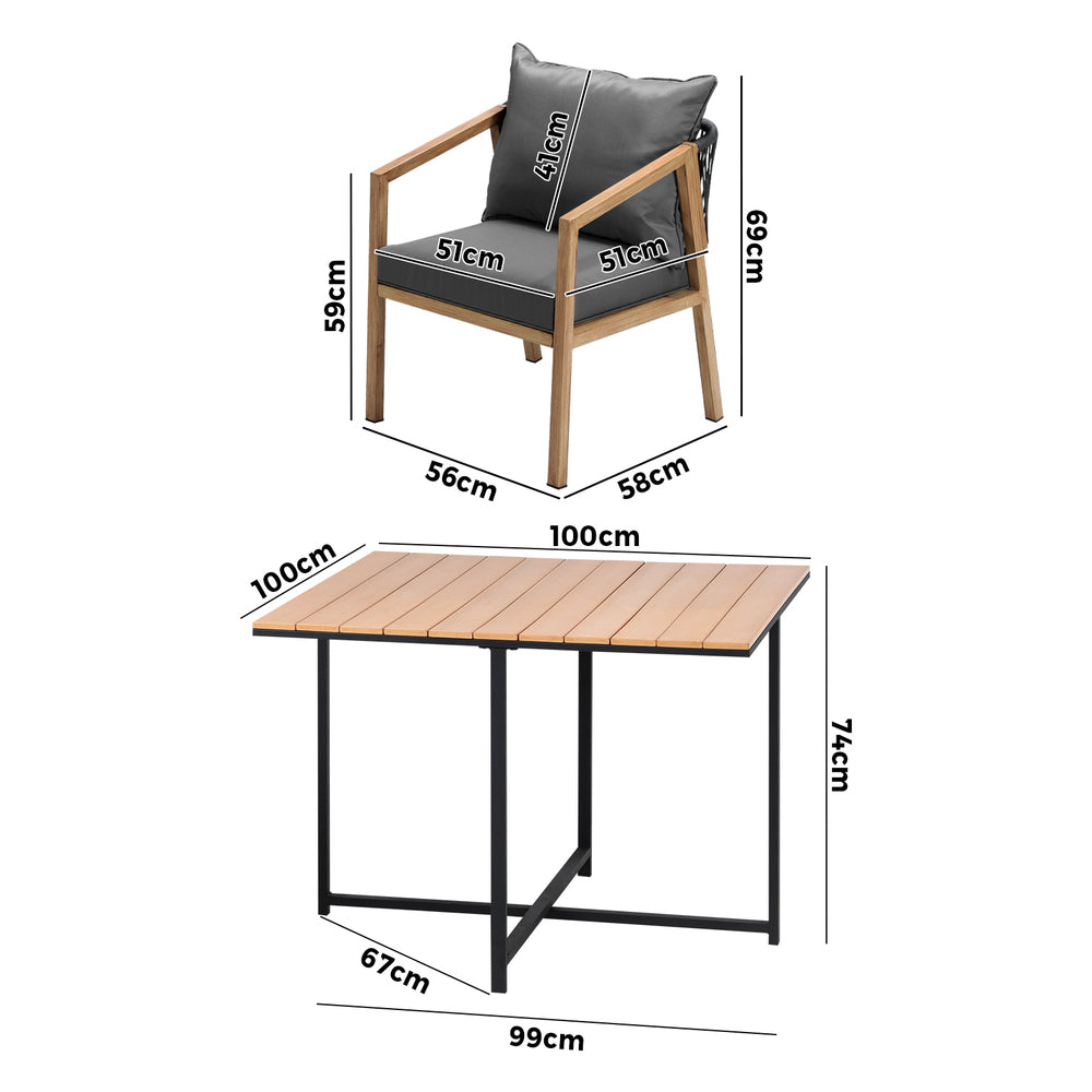 Livsip 5PCS Outdoor Patio Set Table&Armchair Dining Set