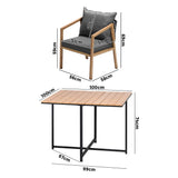Livsip 5PCS Outdoor Patio Set Table&Armchair Dining Set - 45-Degree Angle